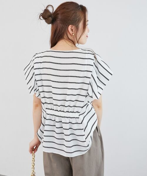 le.coeur blanc / ルクールブラン シャツ・ブラウス | 《手洗い可能》ドビーボーダーギャザーブラウス | 詳細16