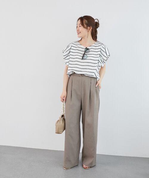 le.coeur blanc / ルクールブラン シャツ・ブラウス | 《手洗い可能》ドビーボーダーギャザーブラウス | 詳細17