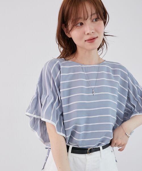 le.coeur blanc / ルクールブラン シャツ・ブラウス | 《手洗い可能》ドビーボーダーギャザーブラウス | 詳細21