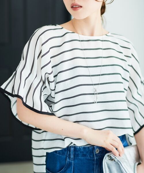 le.coeur blanc / ルクールブラン シャツ・ブラウス | 《手洗い可能》ドビーボーダーギャザーブラウス | 詳細4