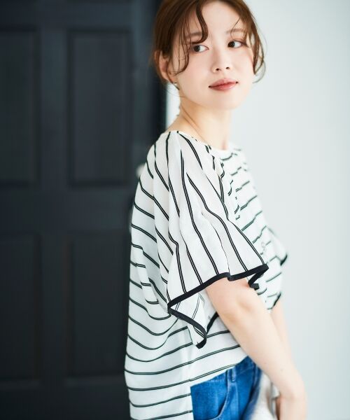 le.coeur blanc / ルクールブラン シャツ・ブラウス | 《手洗い可能》ドビーボーダーギャザーブラウス | 詳細5