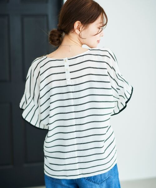 le.coeur blanc / ルクールブラン シャツ・ブラウス | 《手洗い可能》ドビーボーダーギャザーブラウス | 詳細6