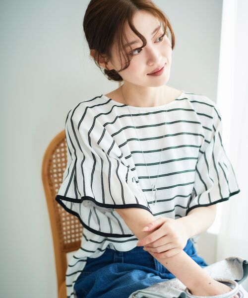 le.coeur blanc / ルクールブラン シャツ・ブラウス | 《手洗い可能》ドビーボーダーギャザーブラウス | 詳細8