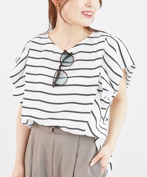 le.coeur blanc / ルクールブラン シャツ・ブラウス | 《着映えアイテム！》ドビーボーダータックショルダーブラウス | 詳細3