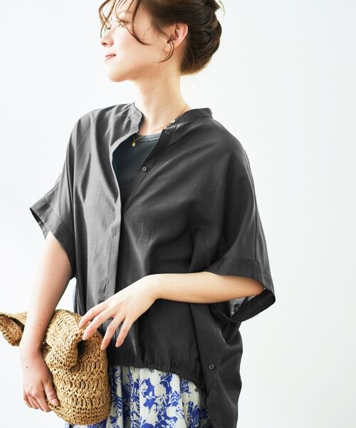 le.coeur blanc / ルクールブラン シャツ・ブラウス | 《手洗い可能》シアー麻シャンブレードロストギャザーシャツ | 詳細4