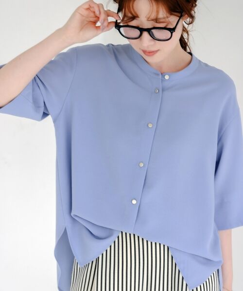 le. coeur blanc/ルクールブラン 2WAYジョーゼットブラウス サックス 38 le. coeur blanc/ルクールブラン 2WAYジョーゼットブラウス サックス 38