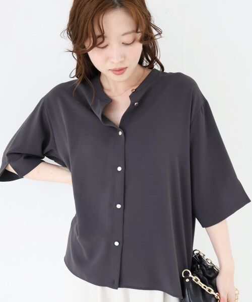 le. coeur blanc/ルクールブラン 2WAYジョーゼットブラウス D/グレー 38 le. coeur blanc/ルクールブラン 2WAYジョーゼットブラウス D/グレー 38