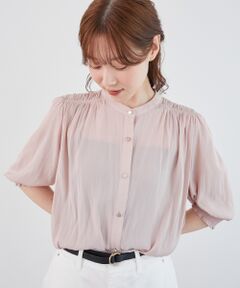 le.coeur blanc / ルクールブラン シャツ・ブラウス | パウダーサテン袖シャーリングブラウス