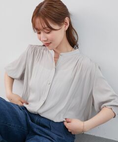 le.coeur blanc / ルクールブラン シャツ・ブラウス | パウダーサテン袖シャーリングブラウス