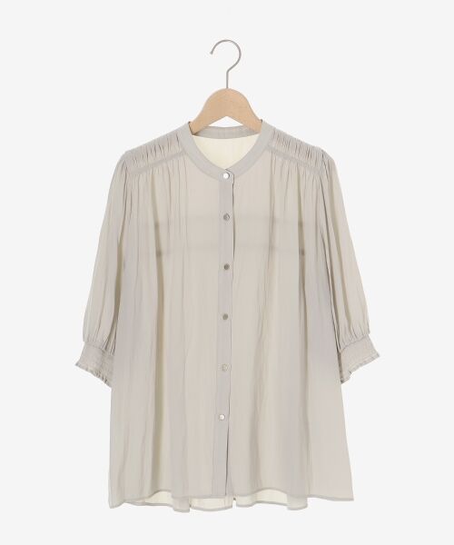le.coeur blanc / ルクールブラン シャツ・ブラウス | パウダーサテン袖シャーリングブラウス | 詳細1