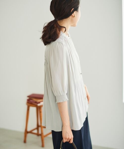 le.coeur blanc / ルクールブラン シャツ・ブラウス | パウダーサテン袖シャーリングブラウス | 詳細12