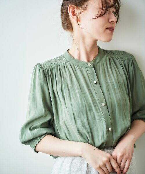 le.coeur blanc / ルクールブラン シャツ・ブラウス | パウダーサテン袖シャーリングブラウス | 詳細22