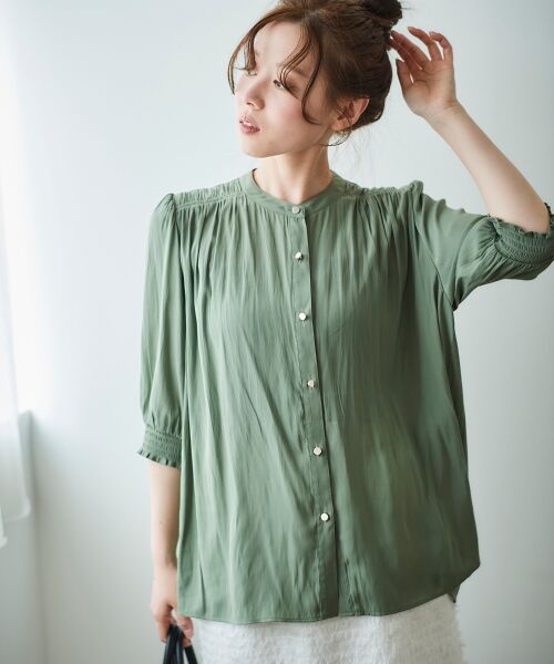 le.coeur blanc / ルクールブラン シャツ・ブラウス | パウダーサテン袖シャーリングブラウス | 詳細24