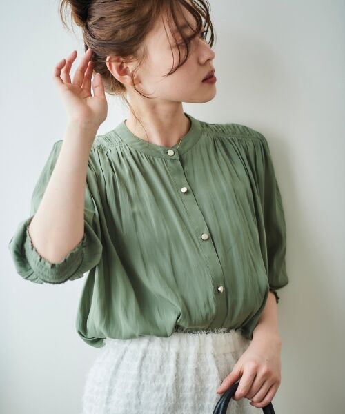 le.coeur blanc / ルクールブラン シャツ・ブラウス | パウダーサテン袖シャーリングブラウス | 詳細26