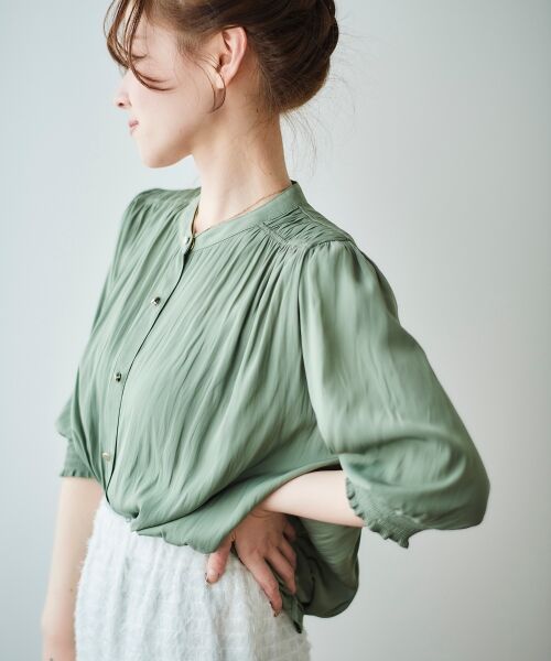 le.coeur blanc / ルクールブラン シャツ・ブラウス | パウダーサテン袖シャーリングブラウス | 詳細27