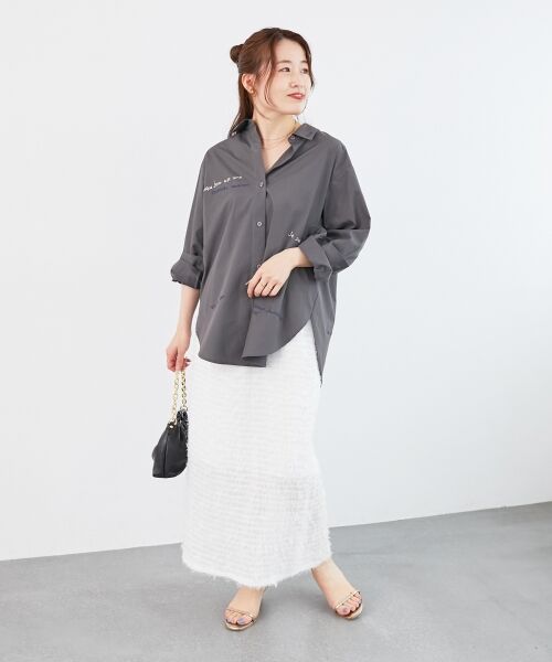 le.coeur blanc / ルクールブラン ロング・マキシ丈スカート | シアーフリンジタイトスカート | 詳細10