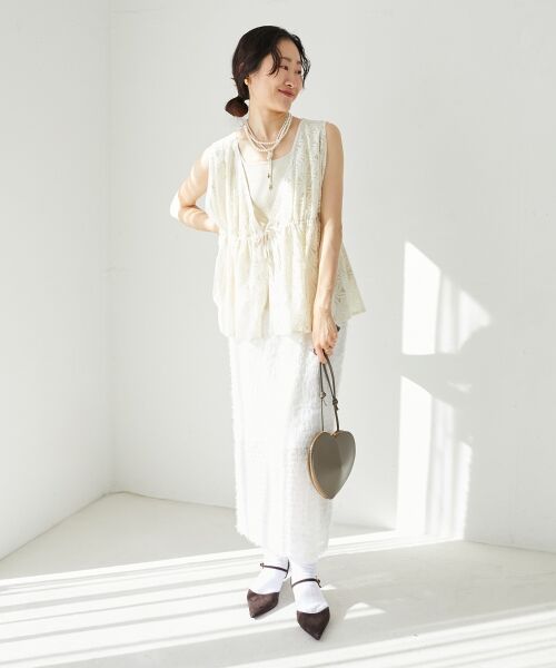 le.coeur blanc / ルクールブラン ロング・マキシ丈スカート | シアーフリンジタイトスカート | 詳細12