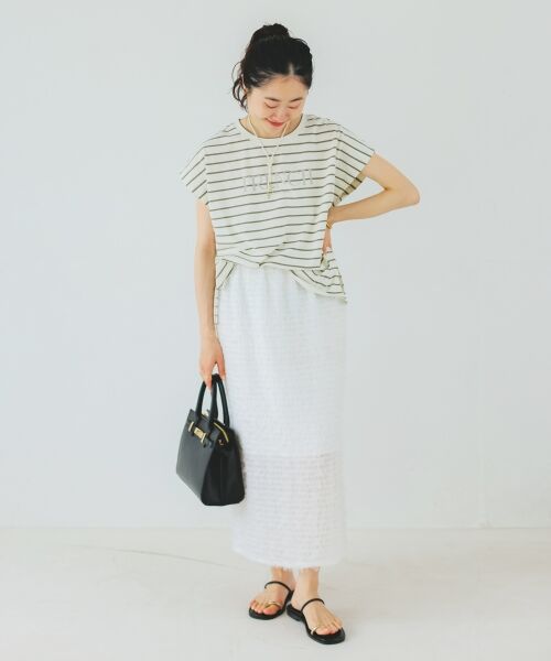 le.coeur blanc / ルクールブラン ロング・マキシ丈スカート | シアーフリンジタイトスカート | 詳細15