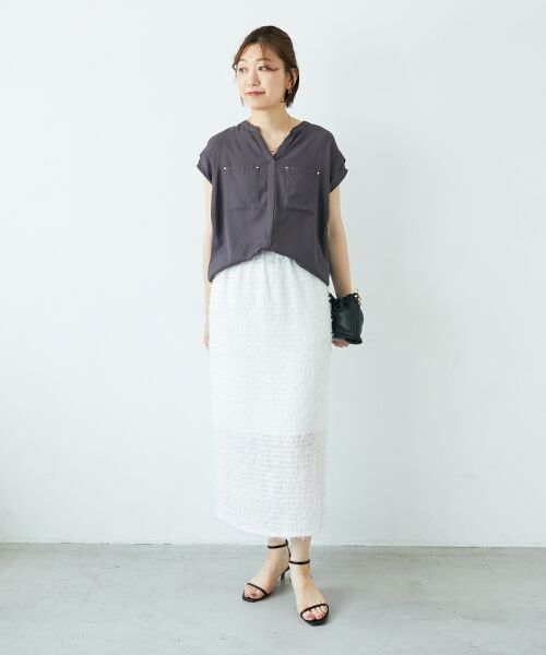 le.coeur blanc / ルクールブラン ロング・マキシ丈スカート | シアーフリンジタイトスカート | 詳細18