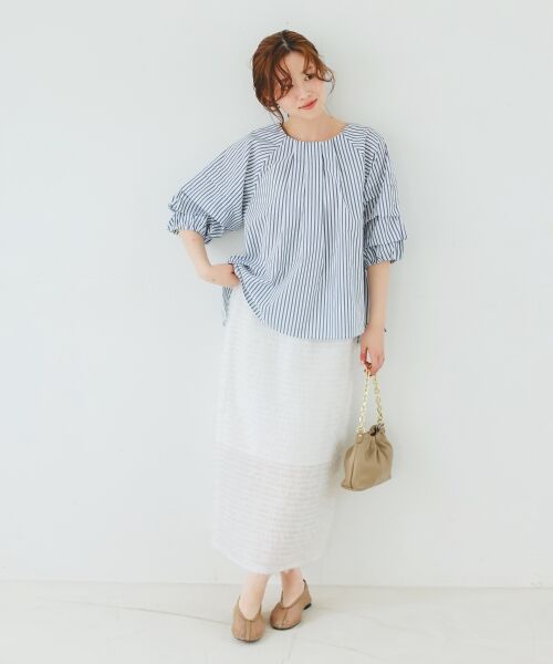 le.coeur blanc / ルクールブラン ロング・マキシ丈スカート | シアーフリンジタイトスカート | 詳細2