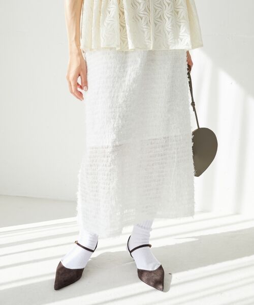 le.coeur blanc / ルクールブラン ロング・マキシ丈スカート | シアーフリンジタイトスカート | 詳細21