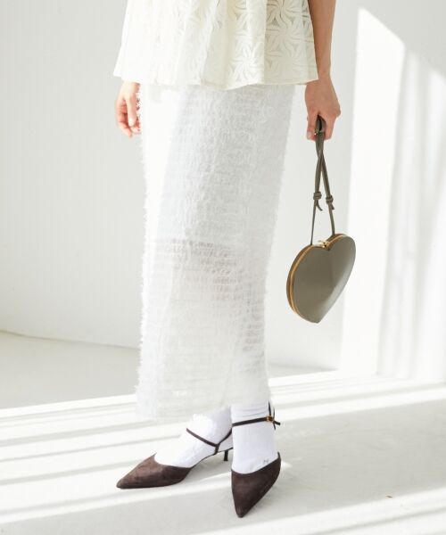 le.coeur blanc / ルクールブラン ロング・マキシ丈スカート | シアーフリンジタイトスカート | 詳細22