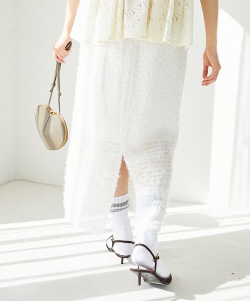 le.coeur blanc / ルクールブラン ロング・マキシ丈スカート | シアーフリンジタイトスカート | 詳細24