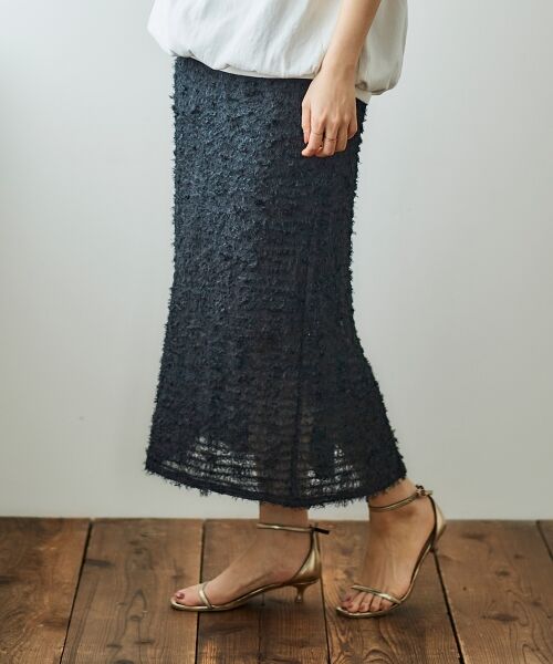 le.coeur blanc / ルクールブラン ロング・マキシ丈スカート | シアーフリンジタイトスカート | 詳細26
