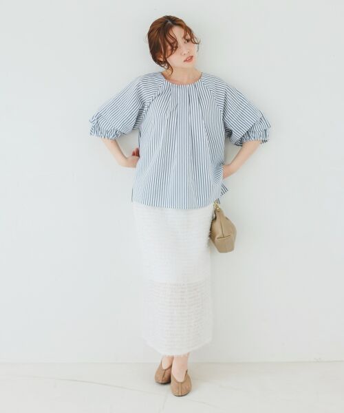 le.coeur blanc / ルクールブラン ロング・マキシ丈スカート | シアーフリンジタイトスカート | 詳細4