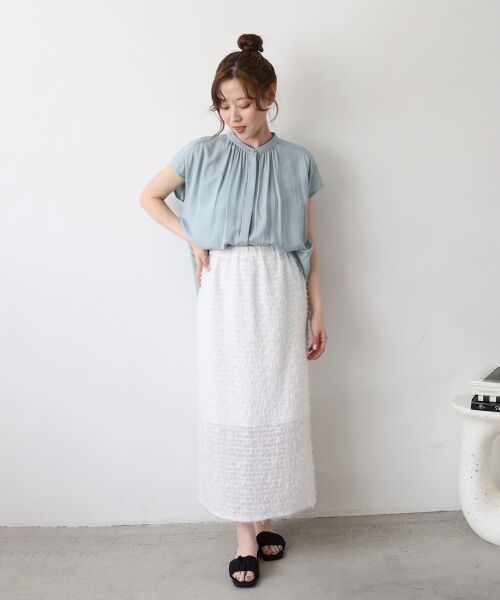 le.coeur blanc / ルクールブラン ロング・マキシ丈スカート | シアーフリンジタイトスカート | 詳細7