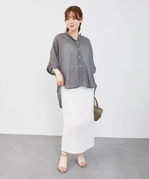 le.coeur blanc / ルクールブラン ロング・マキシ丈スカート | シアーフリンジタイトスカート | 詳細8