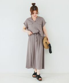 le.coeur blanc / ルクールブラン ロング・マキシ丈ワンピース | 《手洗い可能》リネンライクフロントポケットワンピース