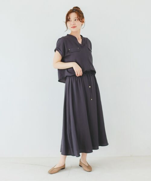 le.coeur blanc / ルクールブラン ロング・マキシ丈ワンピース | 《手洗い可能》リネンライクフロントポケットワンピース | 詳細10