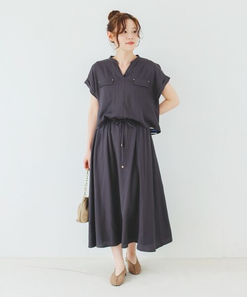 le.coeur blanc / ルクールブラン ロング・マキシ丈ワンピース | 《手洗い可能》リネンライクフロントポケットワンピース | 詳細11