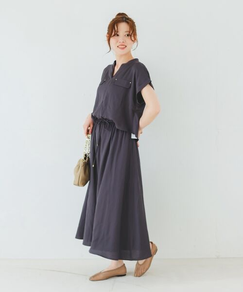 le.coeur blanc / ルクールブラン ロング・マキシ丈ワンピース | 《手洗い可能》リネンライクフロントポケットワンピース | 詳細14