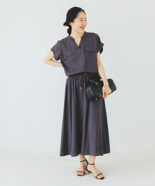 le.coeur blanc / ルクールブラン ロング・マキシ丈ワンピース | 《手洗い可能》リネンライクフロントポケットワンピース | 詳細15