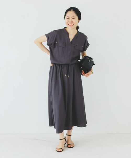 le.coeur blanc / ルクールブラン ロング・マキシ丈ワンピース | 《手洗い可能》リネンライクフロントポケットワンピース | 詳細16