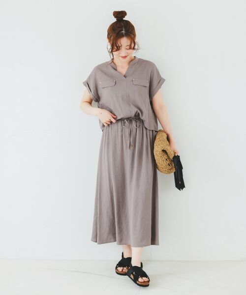 le.coeur blanc / ルクールブラン ロング・マキシ丈ワンピース | 《手洗い可能》リネンライクフロントポケットワンピース | 詳細2