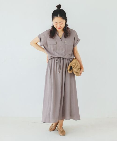 le.coeur blanc / ルクールブラン ロング・マキシ丈ワンピース | 《手洗い可能》リネンライクフロントポケットワンピース | 詳細7