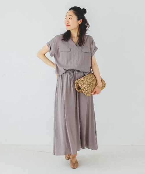 le.coeur blanc / ルクールブラン ロング・マキシ丈ワンピース | 《手洗い可能》リネンライクフロントポケットワンピース | 詳細8