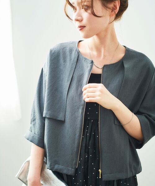 セール】 《名品アイテム》リネンライクライトブルゾン