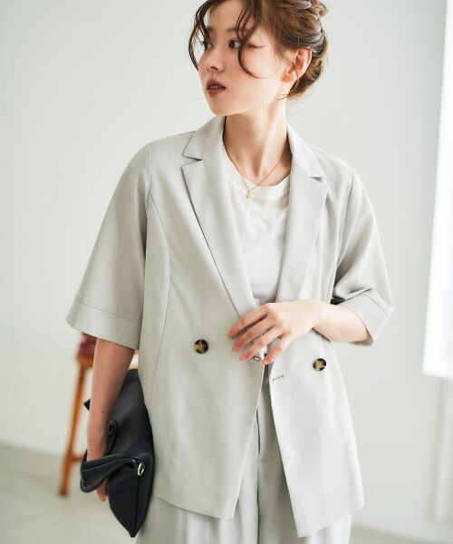 le.coeur blanc / ルクールブラン その他アウター | 《シャツ感覚でラフに羽織れる》タンブラーブッチャーハーフスリーブジャケット | 詳細15