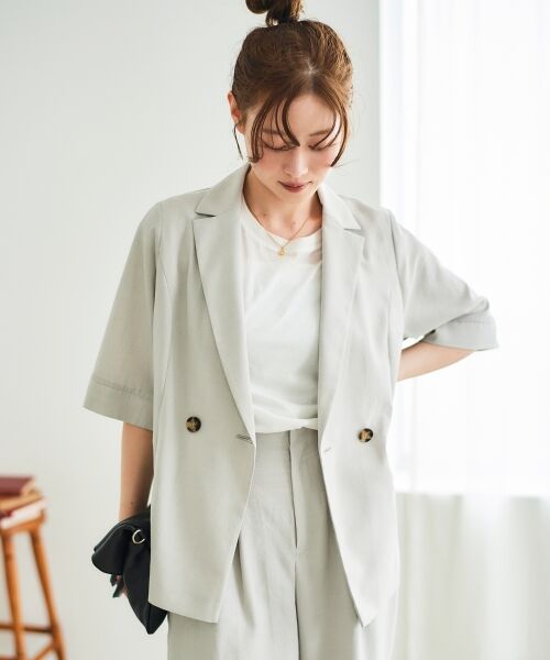 le.coeur blanc / ルクールブラン その他アウター | 《シャツ感覚でラフに羽織れる》タンブラーブッチャーハーフスリーブジャケット | 詳細16
