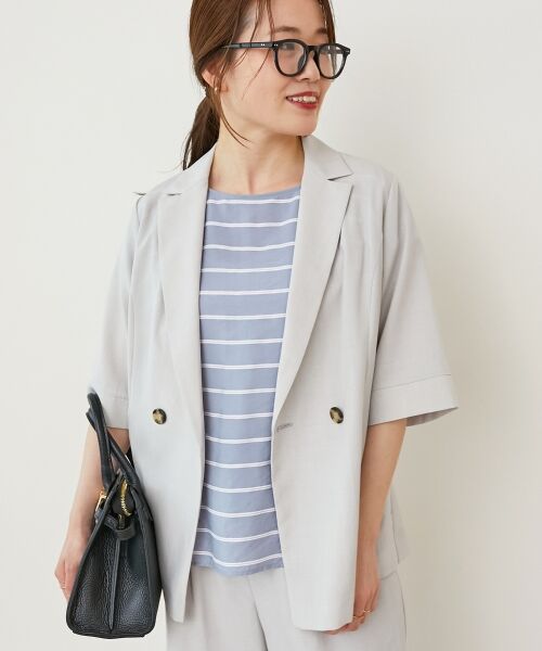 le.coeur blanc / ルクールブラン その他アウター | 《シャツ感覚でラフに羽織れる》タンブラーブッチャーハーフスリーブジャケット | 詳細2