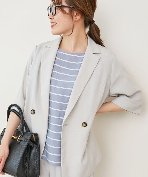 le.coeur blanc / ルクールブラン その他アウター | 《シャツ感覚でラフに羽織れる》タンブラーブッチャーハーフスリーブジャケット | 詳細8