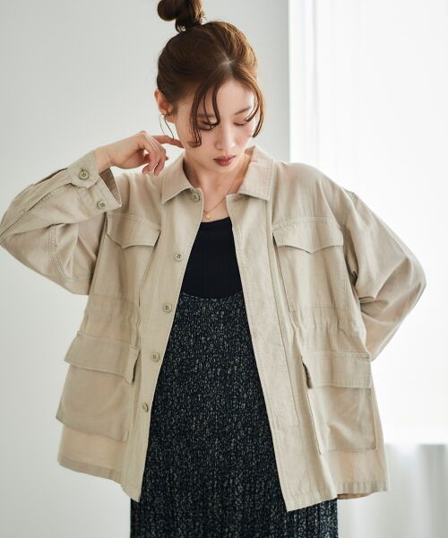 le. coeur blanc/ルクールブラン ミリタリーハーフジャケット ベージュ 38 le. coeur blanc/ルクールブラン ミリタリーハーフジャケット ベージュ 38