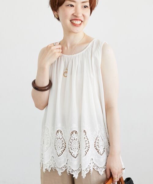 le.coeur blanc / ルクールブラン シャツ・ブラウス | Fanaka裾レースノースリーブ | 詳細14