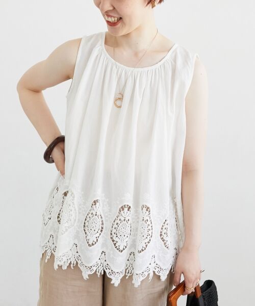 le.coeur blanc / ルクールブラン シャツ・ブラウス | Fanaka裾レースノースリーブ | 詳細15