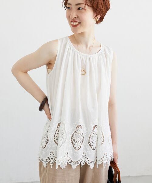le.coeur blanc / ルクールブラン シャツ・ブラウス | Fanaka裾レースノースリーブ | 詳細19