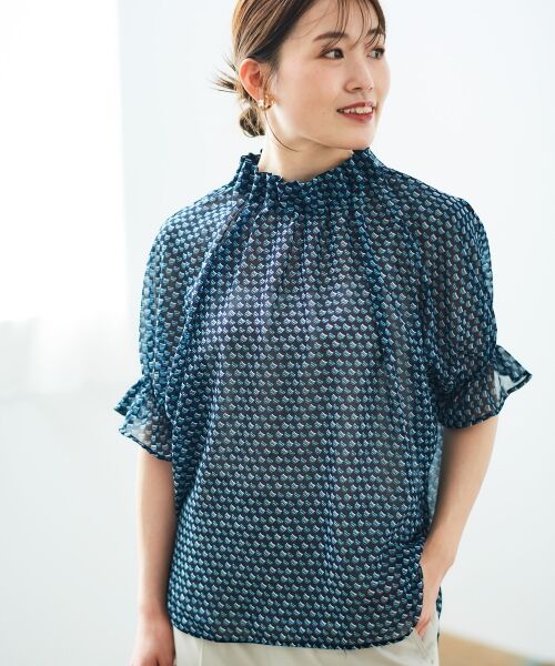 le.coeur blanc / ルクールブラン シャツ・ブラウス | シフォン幾何柄プリントブラウス | 詳細4